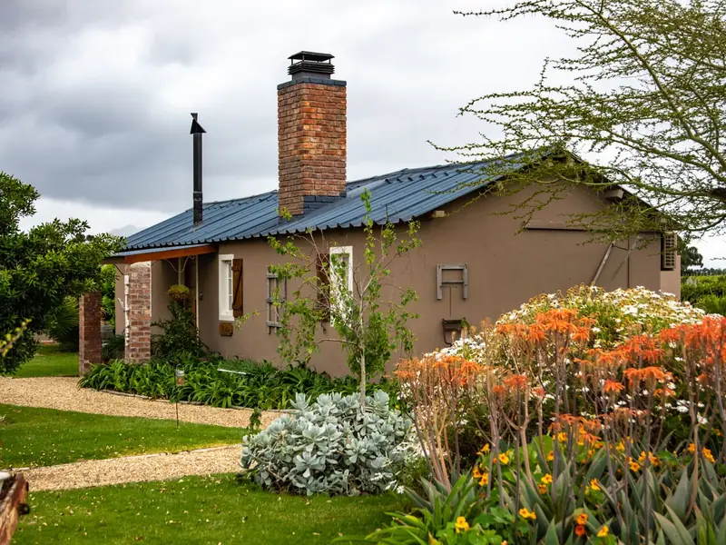 Flowering garden beside the guest house cottage